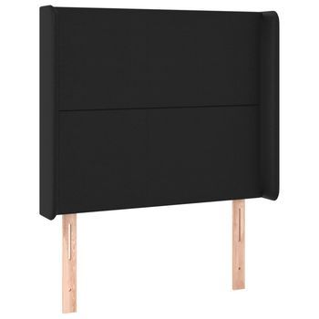 Cabecero Con Orejas De Cuero Sintético Negro 103x16x118/128 Cm Vidaxl
