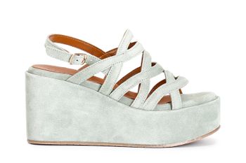 sandalias cuña ante tres cruces sage