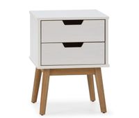 mesita de noche baku de 2 cajones blanco madera de pino maciza
