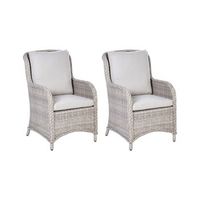 conjunto de 2 sillas de comedor de ratan sintetico con cojines beige cascais