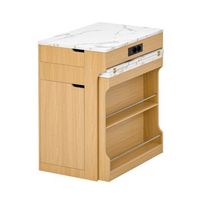 isla de cocina con ruedas mesa extensible de 55-153 cm enchufes integrados