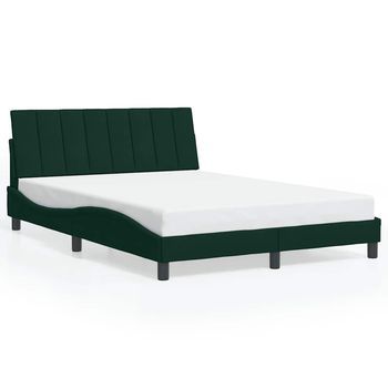 Cama Matrimonial | Cama Para Adultos | Estructura Cama Sin Colchón Terciopelo Verde Oscuro 140x200 Cm