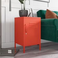 mesa auxiliar con 1 puerta en metal naranja