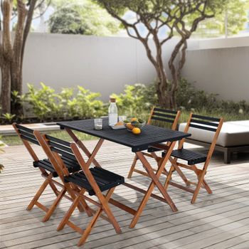 Set De Muebles De Jardín Altamura 5 Piezas - Efectomadera/gris Certificación Fsc® [en.casa]