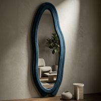 espejo de pared de terciopelo azul cm 60x4x160