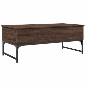 Mesa De Café - Mesa De Centro Madera Ingeniería Metal Roble Marrón 100x50x40cm