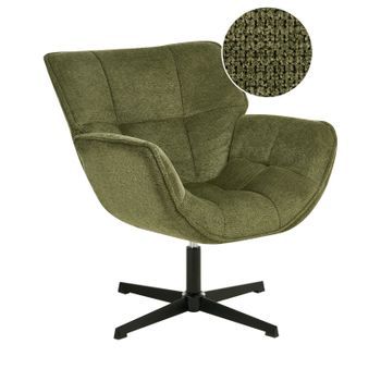 Sillón Auxiliar Tapizado Con Asiento Curvo Estructura Giratoria  Asiento Retro Verde Auma