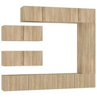 set de muebles para tv 7 piezas madera contrachapada roble sonoma