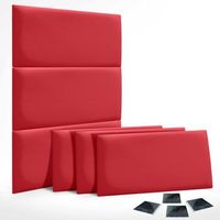 dhome juego de 6 paneles tapizados de polipiel ecologica pack autoadhesivos para pared acusticos absorbentes proteccion rojo 50x30cm x6