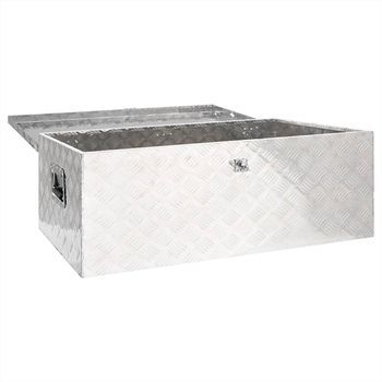 Caja De Almacenaje | Baúl De Almacenaje De Aluminio Plateado 100x55x37 Cm