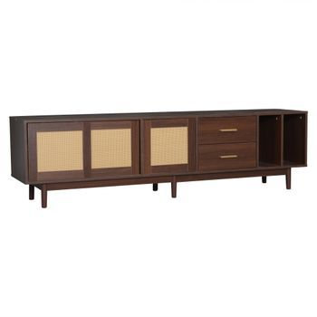 Mueble De Tv De 190 Cm Para Televisor De 75 Pulgadas, 3 Puertas Correderas Y 2 Cajones