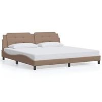 estructura de cama sin colchon zadar cuero sintetico capuchino 200x200cm vidaxl