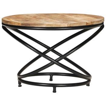 Mesa De Café - Mesa De Centro Madera Maciza De Mango Rugosa Negra 60x60x40 Cm