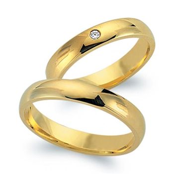 Alianzas oro amarillo 18 quilates con diamante