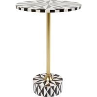 mesa auxiliar marron y blanca y acero dorado o40
