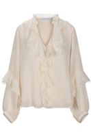 blusa de georgette con detalles de encaje kasha
