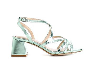 sandalias efecto laminado y cordones cruzados green 36