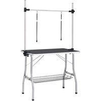 mesa de peluqueria - aseo de mascotas - acero y mdf - negro 90x60x76cm