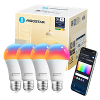 aigostar bombilla inteligente led e27 wifi e27 15w 1500lm bombilla rgb2700k-6500k luces colores regulable sincronizacion con la musica conexion rapida compatible alexa y google home paquete 4