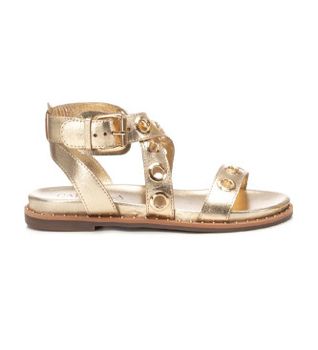Carmela para mujer. 16238902-ORO Sandalias de piel 162389 dorado (37), Plano, Hebilla, Casual