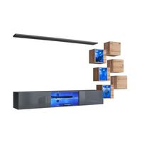 conjunto de muebles de salon switch xxi r led r gris y roble r diseno suspendido