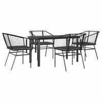 juego de comedor jardin 5 uds cojines ratan sintetico negro cfw138440