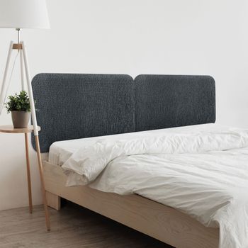 Dhome Cabecero Tapizado Liso Redondeado Tejido Luxury Para Pared Cabeceros Absorbentes Cabezal Cama Dormitorio (silver Ebony, 160cm Dual)