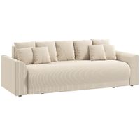 homcom sofa cama 190x150cm sofa de 3 plazas con funcion cama cojines almacenamiento acabado de pana para salon beige