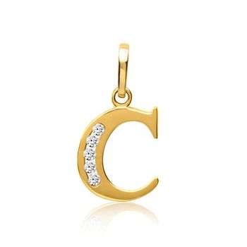 8 quilates colgante de oro letra C con circonita