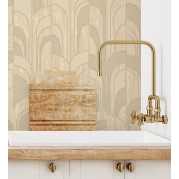Papel Pintado Vinílico De Arcos Art Déco Crema Con Textura En Relieve - Bissen Arches 681667 De Gaulan - Rollo De 10 M X 1,06 M
