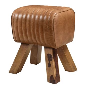 Taburete de cuero marrón