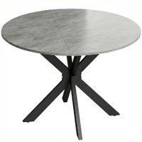 homcom mesa de comedor plegable para 2-6 personas mesa redonda plegable con estructura de acero doble en x tablero grueso gris cemento