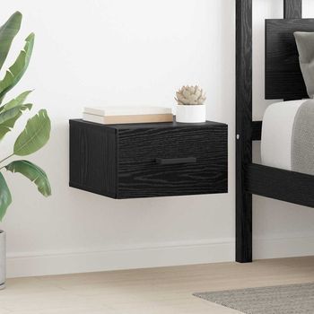 Set De 2 Mesitas De Noche - Mueble De Dormitorio - Madera Contrachapada - Roble Negro (35x35x20cm)