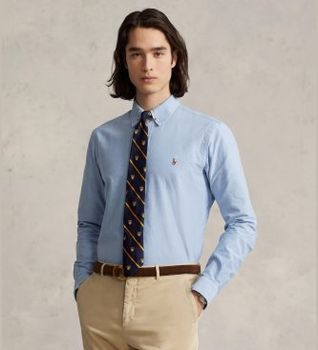 Polo Ralph Lauren para hombre. 710792041002 Camisa Custom Fit Oxford azul (XXL), Casual, Algodón, Manga larga