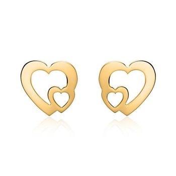 Pendientes corazones en oro 14 quilates