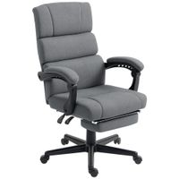 homcom silla de oficina acolchada con cojin lumbar y reposacabezas ajustable en altura con ruedas gris