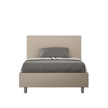 Cama Con Almacenaje Acolchada 120x210 Cuero Sintético Gris Paloma Adele
