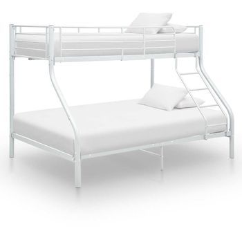 Cama Litera Sin Colchón Metal Blanco 140x200 Cm/90x200 Cm Vidaxl