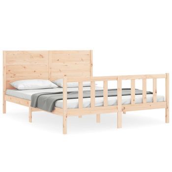 Estructura De Cama Con Cabecero Madera Maciza 160x200 Cm