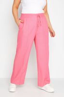 yours pantalones anchos rosas de mezcla de lino mujer curvy y tallas grandes yours