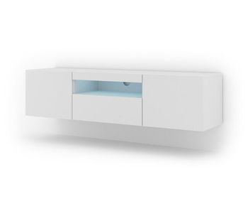 El soporte de tv aura con un estilo moderno. mide 42x150x37 cm e incluye 4 estantes y 3 puertas.