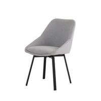 silla de comedor acolchada gris claro con patas negras