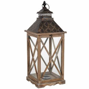 Farol De Madera 24x24x63h Cm