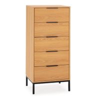 comoda alta 5 cajones color roble