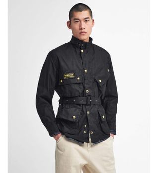 Barbour international para hombre. MWX0004 Chaqueta International Original Waxed negro (46), Casual, Algodón