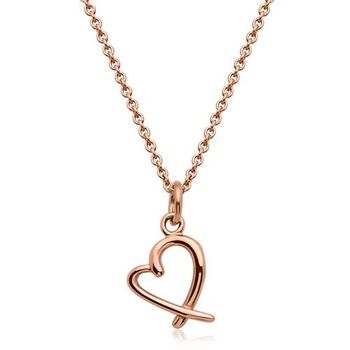 Cadena de acero inoxidable chapado en oro rosa colgante corazón