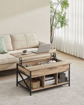 Mesa de centro con tablero elevable y marco de acero