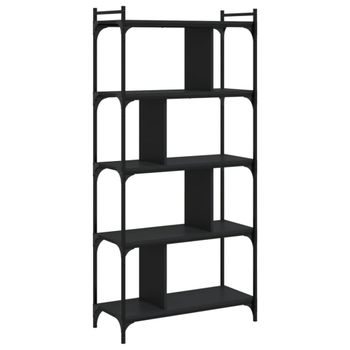 Estantería  librería de 5 estantes madera de negro 76x32x158 cm