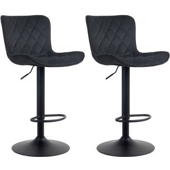 Set De 2 Taburetes De Bar Emma Terciopelo Negro 54x48x83 Cm Clp