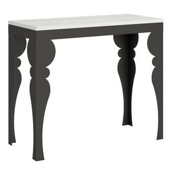 Consola Vintage De 14 Plazas De 40 A 306 Cm Dina-color Blanco-soporte 2 Pies-alargaderas 5 Extensiones